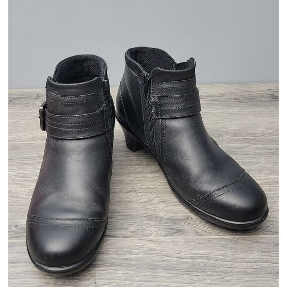 Bioheels Shoes - Bioheels 241 Emma BK Leather Side Zip Buckle Ankle Boots Womens Medium 9B‎